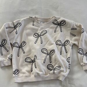 Girls Cream Bow Print Sweatshirt - Zara